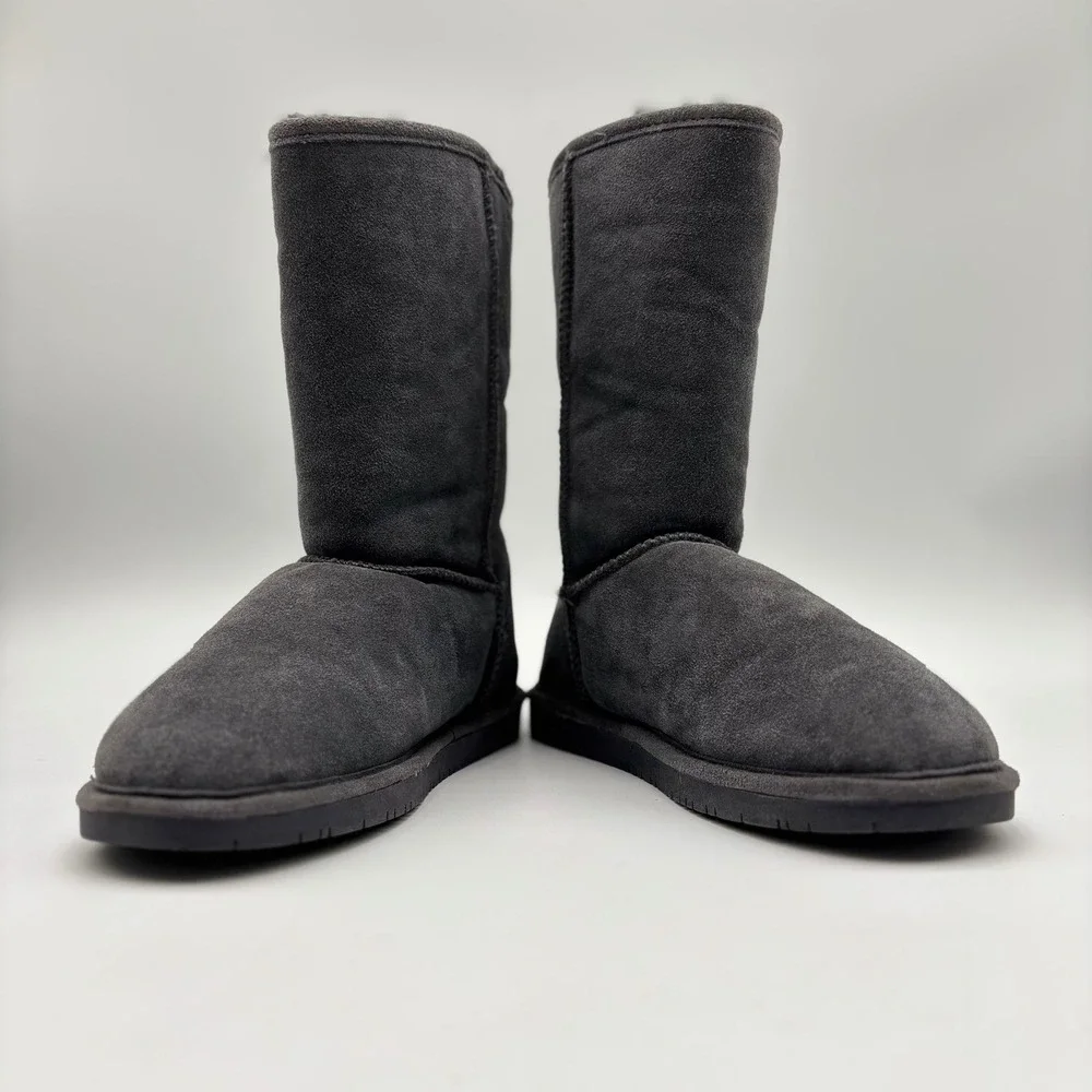 Bearpaw Elle Tall Gray Suede Winter Boots Womens 11‎ Wool Blend Lining NeverWet